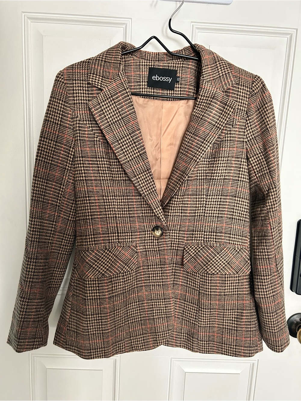 Ebossy Plaid Blazer in Brown with Rust Check